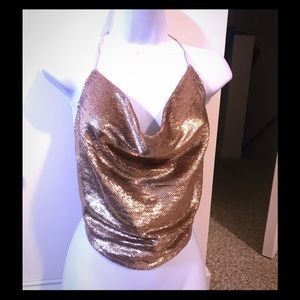Worn Once Sequins Champagne Halter Top